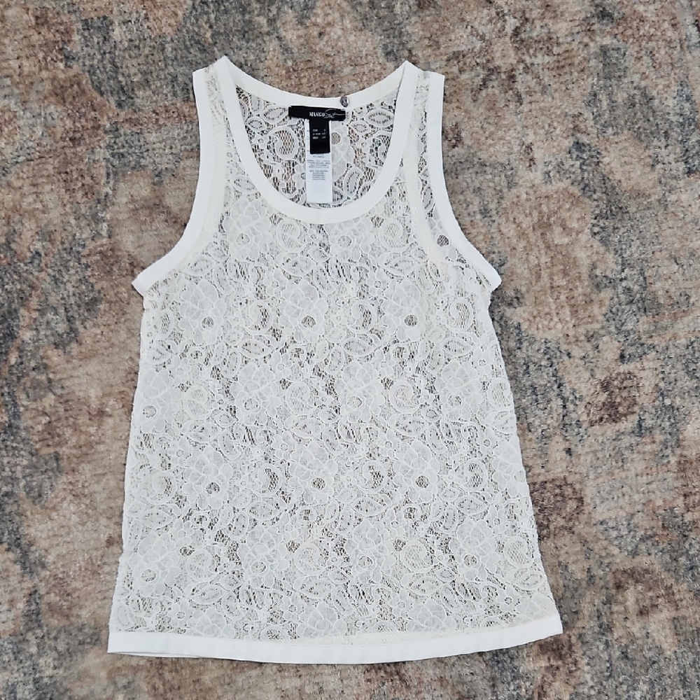 Mango White Lace Tank Top